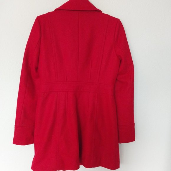 Tulle Anthropologie Red Wool and Viscose Blend Button Up Coat - Picture 2 of 10